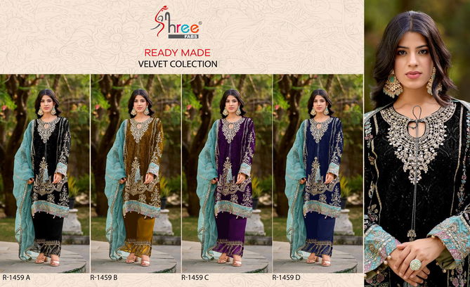 R 1459 By Shree Embroidery Velvet Pakistani Readymade Suits Wholesale Price In Surat